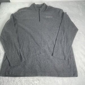Eddie Bauer Fleece Sweater Men's Large 1/4 Zip Gray Long Sleeve Top Shirt
